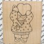 Rubber Mounted Stamp D.O.T.S. DOTS Q162 Bunny Love Bunny with Heart 2"x 3 1/4"