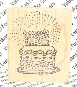 Rubber Mounted Stamp Azadi Earles D090 Birthday Cake with 8 Candles 1 1/2" x 2"