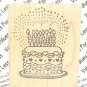 Rubber Mounted Stamp Azadi Earles D090 Birthday Cake with 8 Candles 1 1/2" x 2"