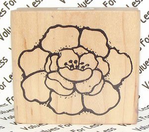 Rubber Mounted Stamp 2" x 1 3/4" Flower with Beautiful Petals Square Stamp