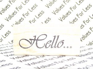 Rubber Mounted Stamp 1/2" x 1 1/2" SASSI Hello Wood Based Rubber Mounted Stamp