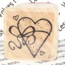 Rubber Mounted Stamp 1" x 1" Heart with Ribbon Mounted Rubber Stamp