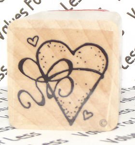 Rubber Mounted Stamp 1" x 1" Heart with Ribbon Mounted Rubber Stamp