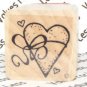 Rubber Mounted Stamp 1" x 1" Heart with Ribbon Mounted Rubber Stamp
