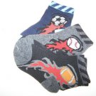 3 Pair PODE Kids Sport sz 0-12 Socks Black / Gray / Blue