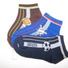 3 Pair KNOCKER Sport Boy sz 4-6 Socks Black / Blue / Brown