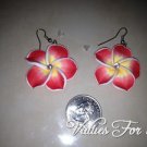 Rose / Red and Yellow  Flower Hibiscus Polymer Clay Earrings - New in Package