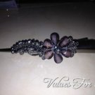 Grey Gray Floral with Rhinestone Large Alligator Hair Clip - New in Package