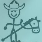 Young Cowboy with Stick Horse Stick Family Decal