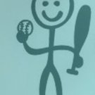 Male Baseball Player with Baseball Stick Family Decal