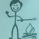 Male Dad at Campfire Stick Family Decal