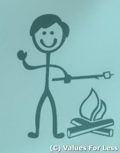 Male Dad at Campfire Stick Family Decal