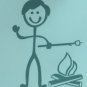 Male Dad at Campfire Stick Family Decal