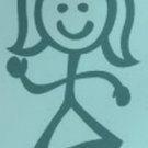 Female with Longer Hair Stick Family Decal