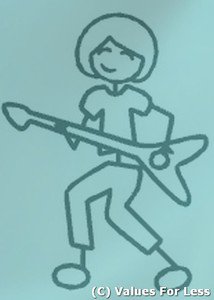 Female Rock and Roll Guitar Player Stick Family Decal