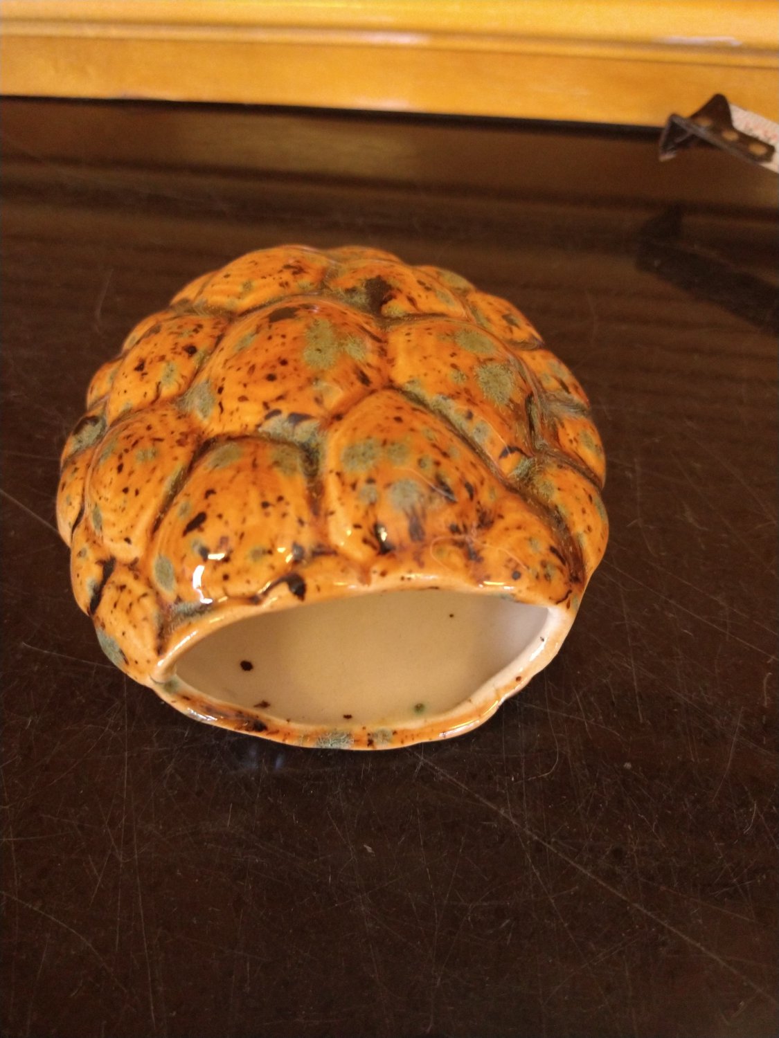 Ceramic Turtle Shell Reptile Hide Handcrafted Reddish Brown Speckle Design