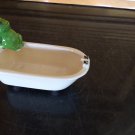 Ceramic Bath Tub Water Food Dish With Sitting Frog Reptile Amphibian Snake  Hand Crafted