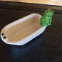 Ceramic Bath Tub Water Food Dish With Sitting Frog Reptile Amphibian Snake  Hand Crafted