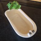 Handcrafted Ceramic Bath Tub With Lying Down Frog Water Dish Food Dish