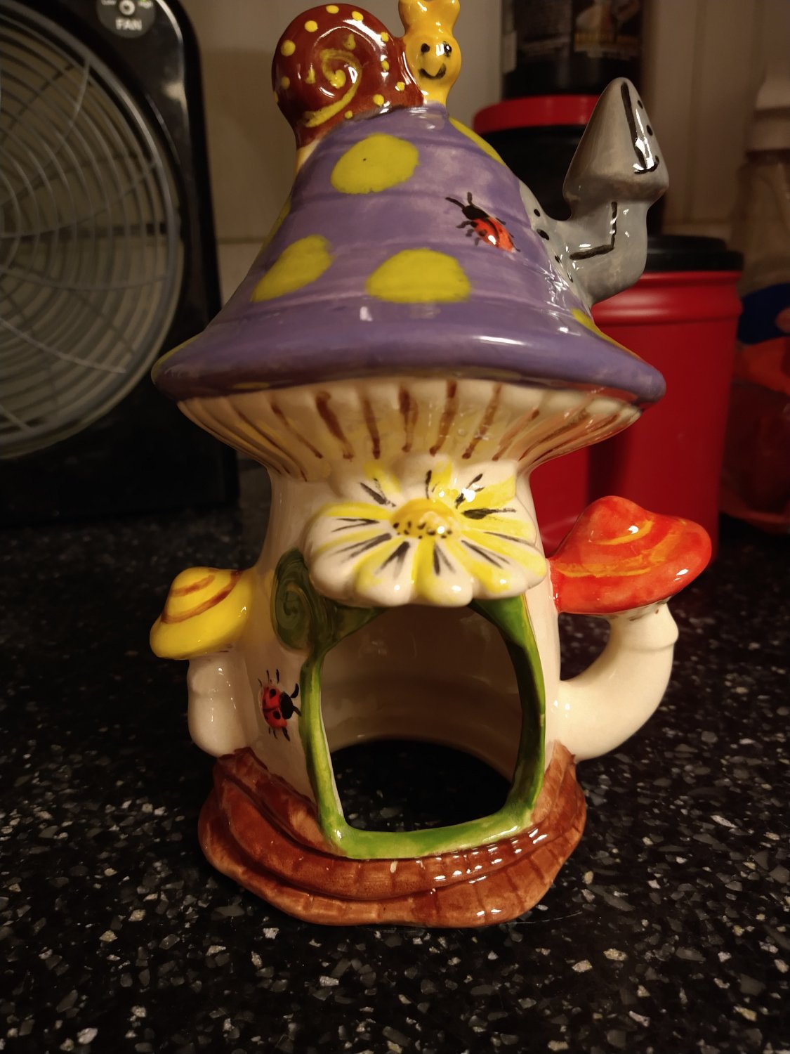 Mushroom Fairy House Hide Handcrafted Ceramic Hide Geckos, Amphibians, Reptile, Snake Hides