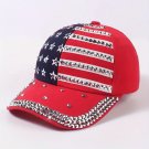 Rhinestone Embellished Star & Stripe Patriotic Independence Day Fitted Baseball