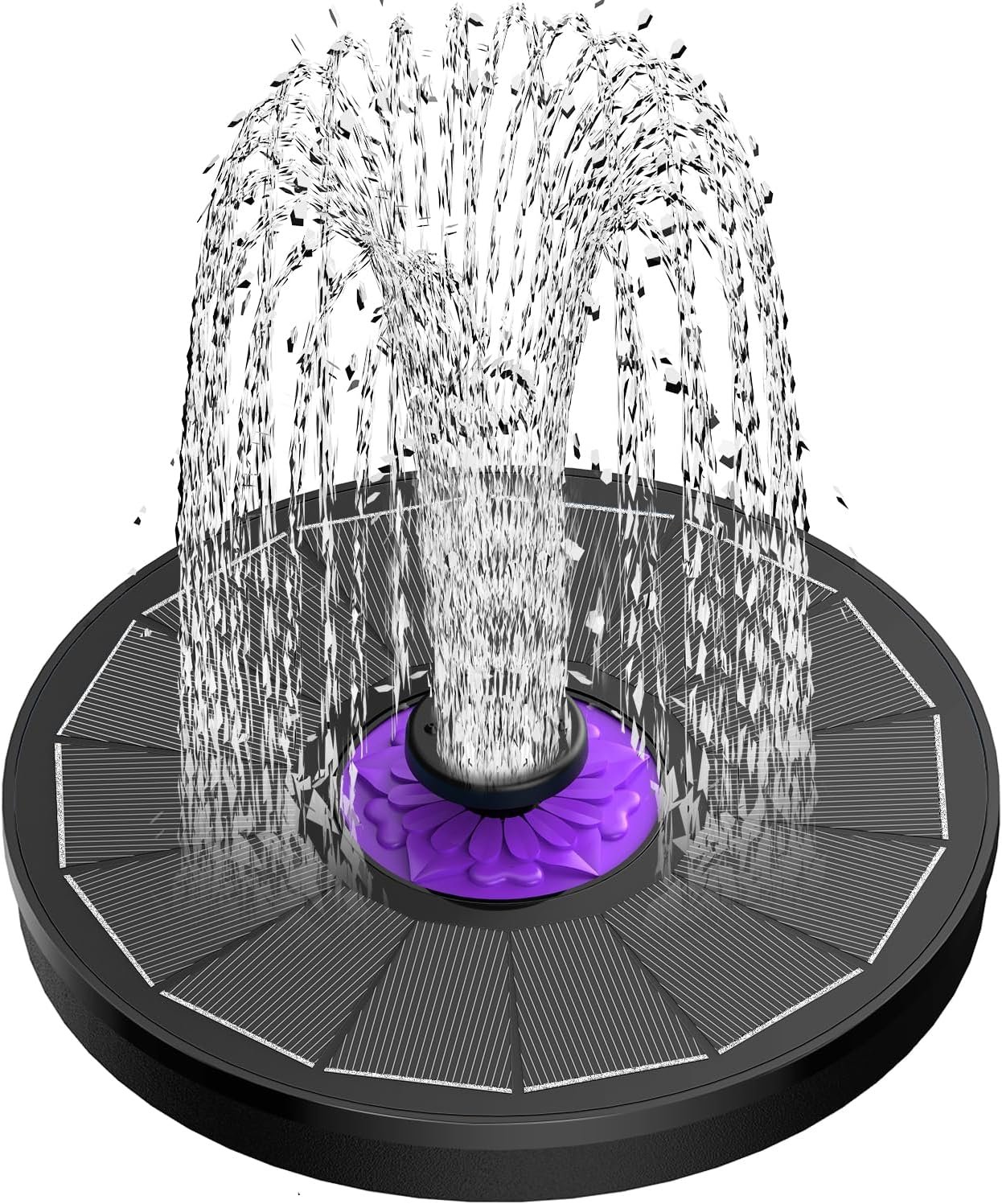 Solar Fountain 3.5W Bird Bath Fountains with Flower 2024 Upgraded Glass Panel, S