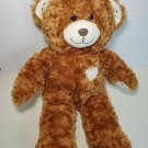 Build A Bear Champ Brown Curly Fur Stitched Heart Patch Plush Stuffed Animal 17"