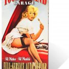 Metal Tin Retro Sign Full Service AUTO Repair Tool in Hand Garage Pin up Girls o