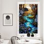 Beautiful Forest Stained Glass Window Film Blue Wildflowers Rustic River Privacy