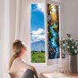 Beautiful Forest Stained Glass Window Film Blue Wildflowers Rustic River Privacy