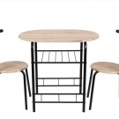3 Piece Metal and Wood Dining Set, Black and Gray Color for Indoor