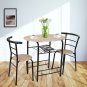 3 Piece Metal and Wood Dining Set, Black and Gray Color for Indoor