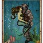 Decor 8X12 Inches Vintage Metal Tin Signs Diver and Mermaid Tin Sign Wall Plaque