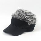 Adjustable Black Street Fashion Visor Hat with Spiked Wig - Breathable Woven