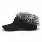 Adjustable Black Street Fashion Visor Hat with Spiked Wig - Breathable Woven