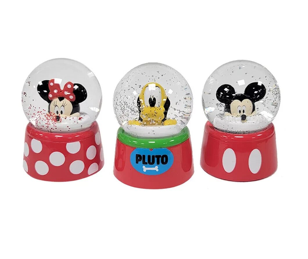 Mickey & Friends Red 3-Piece Snow Globe Set featuring Minnie and Pluto