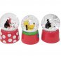 Mickey & Friends Red 3-Piece Snow Globe Set featuring Minnie and Pluto