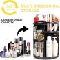 Rotating Makeup Organizer - DIY Adjustable, Large Capacity Black