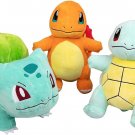Pokémon Plush Starter 3 Pack Charmander Squirtle & Bulbasaur 8" Stuffed Animals