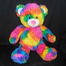 BUILD A BEAR RAINBOW TROPICOLOR TEDDY TYE DYE PINK STUFFED ANIMAL PLUSH TOY BABW