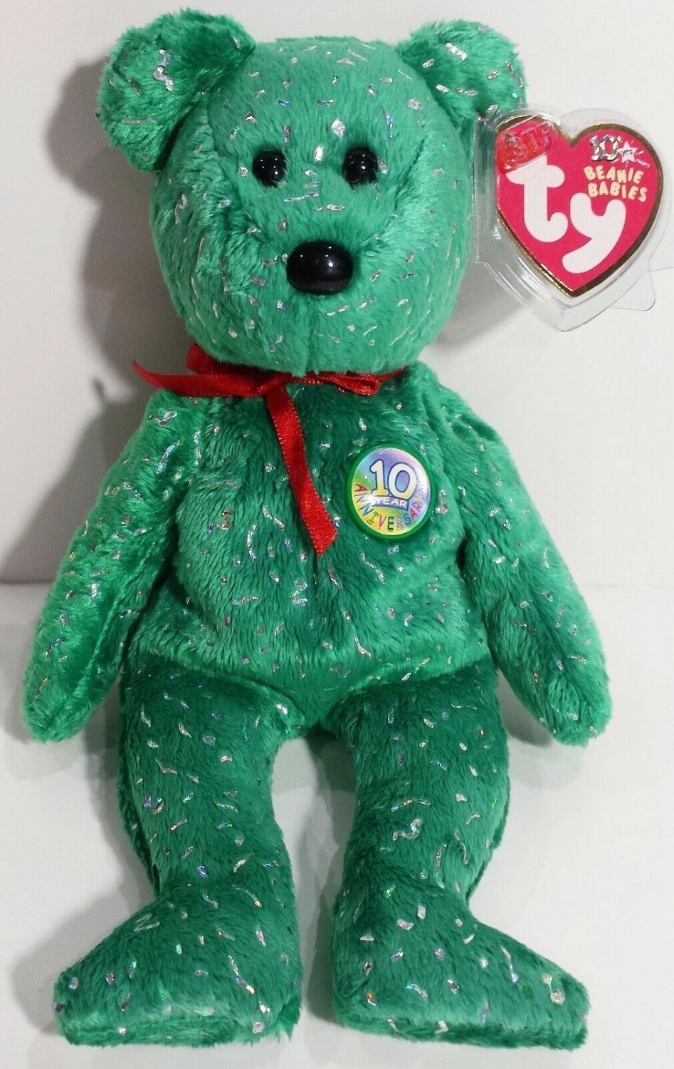 TY Beanie Babies "DECADE (green)" 10th Anniversary Teddy Bear - MWMTs! GIFT!