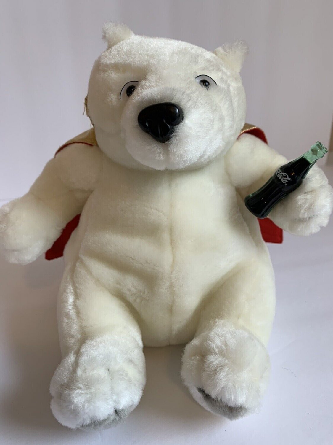 Plush White Polar Bear red & gold Rock & Roll cape coke bottle&Acirc;&nbsp;Coca Cola Gift