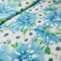 Watercolor Daisies Floral Fabric Blue White Green Purple 100% Cotton By the Yard