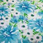 Watercolor Daisies Floral Fabric Blue White Green Purple 100% Cotton By the Yard