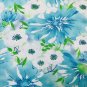 Watercolor Daisies Floral Fabric Blue White Green Purple 100% Cotton By the Yard