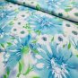 Watercolor Daisies Floral Fabric Blue White Green Purple 100% Cotton By the Yard