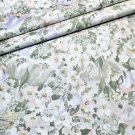 Floral Fabric White Taupe Peach Flowers by Cranston Schwartz Liebman 2.5 Yards