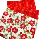 Bright Flowers and Stripes Fabric Fat Quarter 3Pack Salmon Orange Red 100%Cotton
