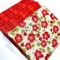 Bright Flowers and Stripes Fabric Fat Quarter 3Pack Salmon Orange Red 100%Cotton