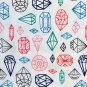 Colorful Gemstones Fabric Fat Quarter 2-Pack, White Background, 100% Cotton